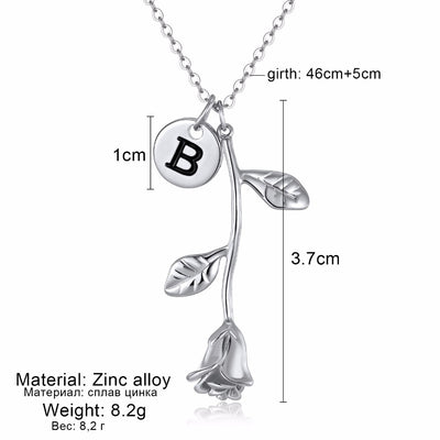 26 English Letter Pendant Necklace Rose Exquisite Pendant Necklace Birthday Gift Necklace eprolo
