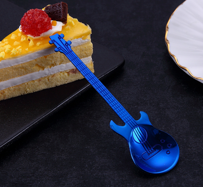 Creative Stirring Spoon Guitar Shape Stainless Steel Coffee Spoons Stirring Teaspoon Set Cake Ice Cream Scoop Kit Tableware eprolo