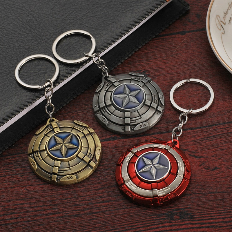 Rotating Captain America Shield Car Keychain Men's Kids Metal the Avengers Keychains Pendant Toys eprolo