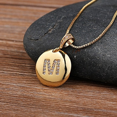 Letter Necklace Gold 26 Letters Charm Necklaces Pendants Copper CZ Jewelry Personalized Necklace eprolo