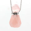 Natural Crystal Hexagonal Perfume Bottle Pendant Necklace  Fluorite Pendant Essential Oil Jar Chain Necklace eprolo