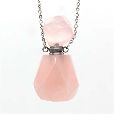 Natural Crystal Hexagonal Perfume Bottle Pendant Necklace  Fluorite Pendant Essential Oil Jar Chain Necklace eprolo