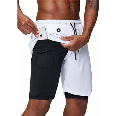 Men's music shorts 2 in 1 running shorts security pockets shorts quick drying sports shorts built-in pockets hip zipper pockets eprolo