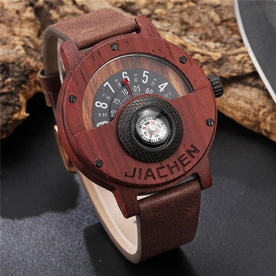 Unique Compass Turntable Design Mens Wooden Watch eprolo