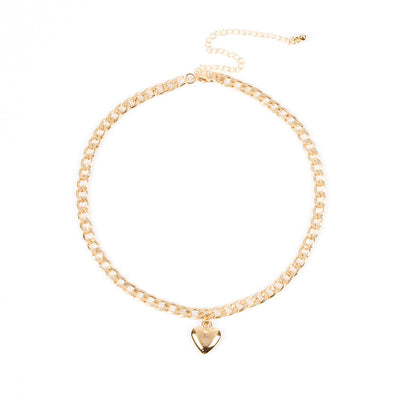 Trendy Women Jewelry Cute Heart Lock Necklace Gold Silver Choker Necklace Pendant On Neck Accessories eprolo
