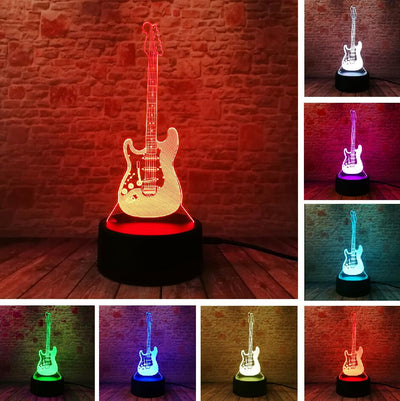 Creative Cartoon 3D Electric Music Guitar Bass Model Illusion Lamp LED 7 Color Change Gradient Baby Child Sleep Night Light Toys eprolo