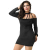 Autumn  Woman Dress Full Sleeve Above Knee Length Black Sexy Dress Off the Shoulder Dress eprolo