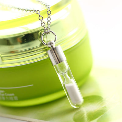 Glow In The Dark hourglass Necklace Glass Pendant Necklace Silver Chain Luminous Jewelry eprolo