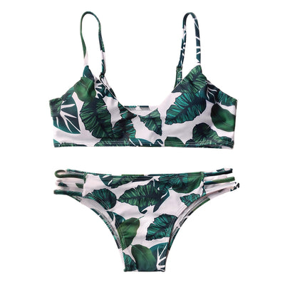 Palm Leaf Print Strappy Bikini Hypersku