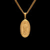 Catholic Religious Virgin Mary Necklace Pendant Stainless Steel Gold Color Cross Medallion Necklace eprolo