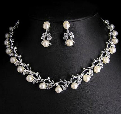 Pearl Wedding necklace earring jewelry set eprolo