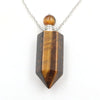 Natural Crystal Hexagonal Perfume Bottle Pendant Necklace  Fluorite Pendant Essential Oil Jar Chain Necklace eprolo