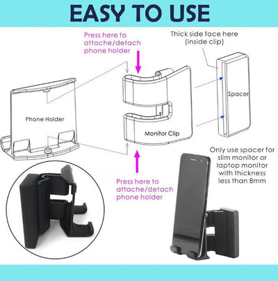 Notebook Screen Side Phone Holder Adjustable Phone Stand Holder eprolo