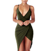 Sexy Deep V Neck Backless Slit Mini Dress Clubwear eprolo