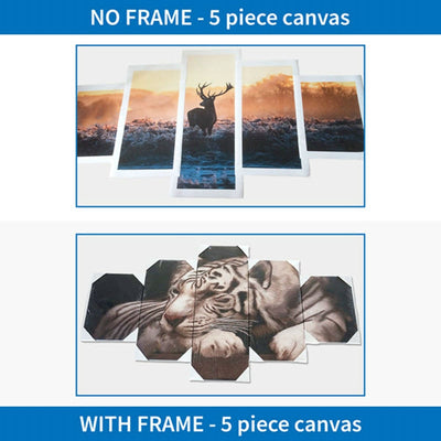 HD Prints Canvas Wall Art Living Room Home Decor Pictures 5 Pieces Snow Mountain Plateau Wolf Paintings Animal Posters Framework eprolo