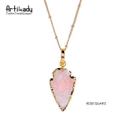 Artilady natural crystal arrows pendant necklace eprolo