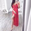 Backless v neck ruffles sexy dress women High waist split long dress summer Beach maxi dress boho print dress eprolo