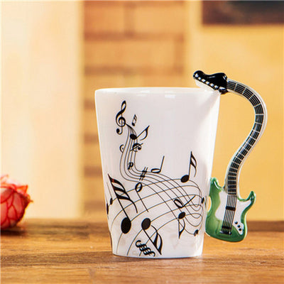 Guitar Ceramic Cup Personality Music Note Milk Juice Lemon Mug Coffee Tea Cup Home Office Drinkware Unique Gift eprolo