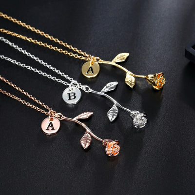 26 English Letter Pendant Necklace Rose Exquisite Pendant Necklace Birthday Gift Necklace eprolo