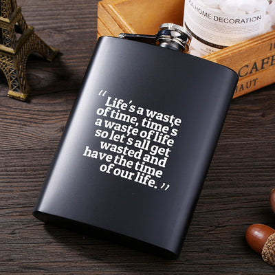 Mini Portable 8OZ Hip Flask Stainless Steel Bottle Lot Black Matte Does Not Fade Flask for Alcohol Rum Whiskey Best Men Gift Set eprolo