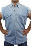 Denim Shirt Motorcycle Flames Skull Cross Biker SHORE TRENDZ