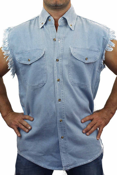 Denim Shirt Motorcycle Flames Skull Cross Biker SHORE TRENDZ