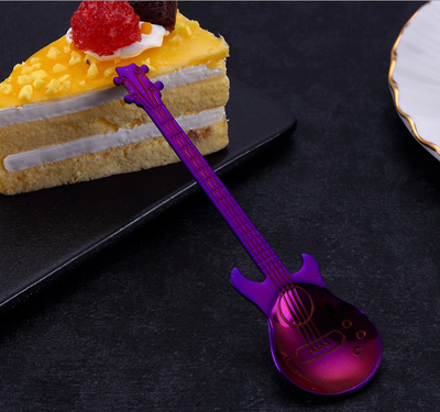Creative Stirring Spoon Guitar Shape Stainless Steel Coffee Spoons Stirring Teaspoon Set Cake Ice Cream Scoop Kit Tableware eprolo