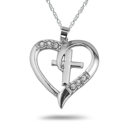 Silver Plated Jewelry Necklace Women Cross Heart Love Crystal Pendant Necklace Choker Necklaces Top Qualit eprolo