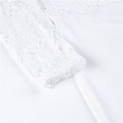 Women ladies summer autumn off shoulder sexy playsuits fashion long sleeve sheer lace patchwork hollow bandage skinny playsuits eprolo