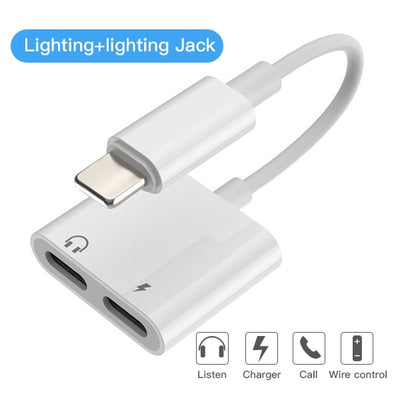 2 in 1 Audio Charge Adapter For iPhone 7 8 Plus X XS XR MAX Dual Lighting 3.5mm Jack Splitter Charger Listening Adapters eprolo