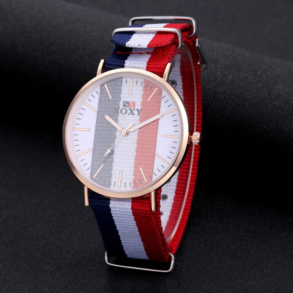 Lovers' Watch Luxury Gold Watch Men Women Watches Nylon Strap Wrist Watch eprolo