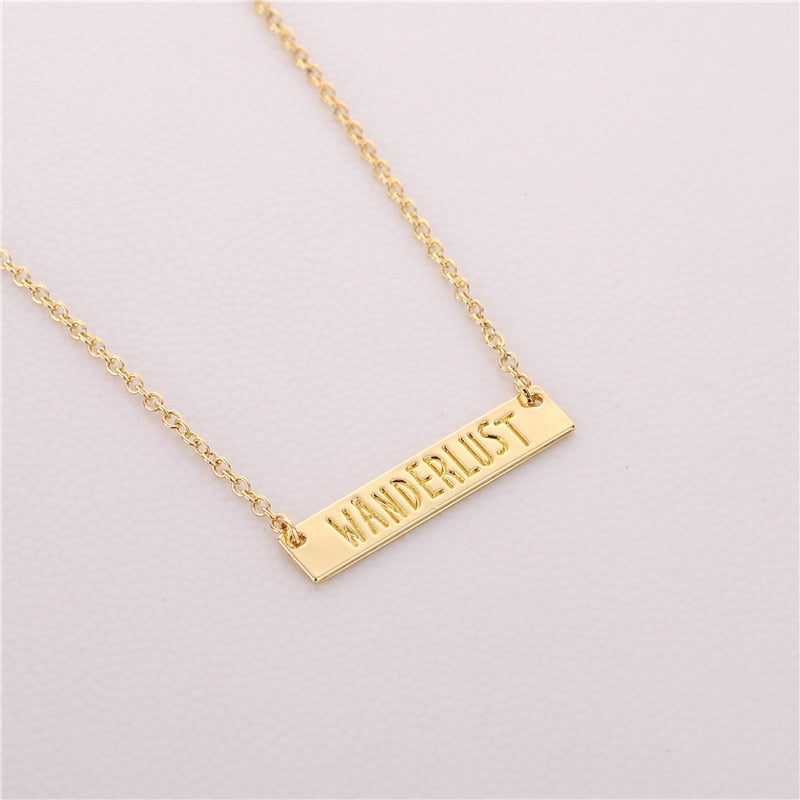 Wanderlust Pendant Necklace Jewelry Letter Pendant Simple Bar Necklace Outdoor Jewelry"Not All Who Wander Are Lost" eprolo