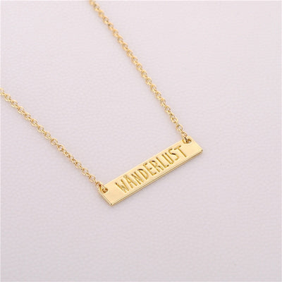 Wanderlust Pendant Necklace Jewelry Letter Pendant Simple Bar Necklace Outdoor Jewelry"Not All Who Wander Are Lost" eprolo