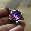 Nebula Galaxy Double Sided Pendant Necklace Universe Planet Jewelry Glass Art Picture Handmade Statement Necklace eprolo