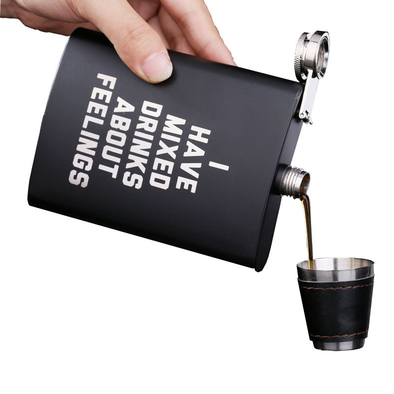 Mini Portable 8OZ Hip Flask Stainless Steel Bottle Lot Black Matte Does Not Fade Flask for Alcohol Rum Whiskey Best Men Gift Set eprolo