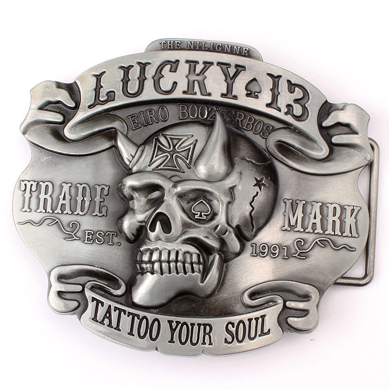 Lucky 13 Skull Belt Buckle eprolo
