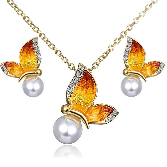 Animal Butterfly Jewelry sets Wedding Necklace Earrings eprolo