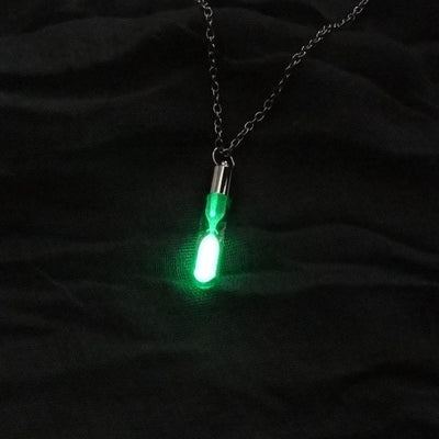 Glow In The Dark hourglass Necklace Glass Pendant Necklace Silver Chain Luminous Jewelry eprolo