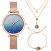 Stardust Watch Women Necklace Bracelet Set (3PCS/Set) Women's Watches Stainless Steel Mesh Starry Sky Quartz Female Wrist Watch eprolo