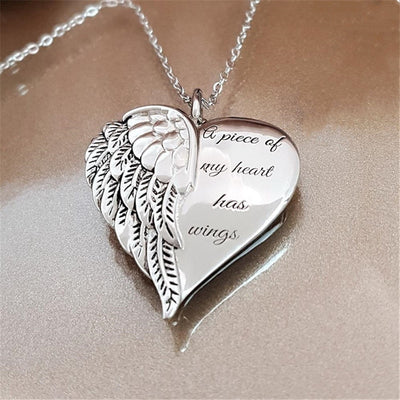 Angel Wings Alloy Pendant Necklace Lettering Metal Personality Necklace For Women Men Jewelry Bijoux Best Gift eprolo