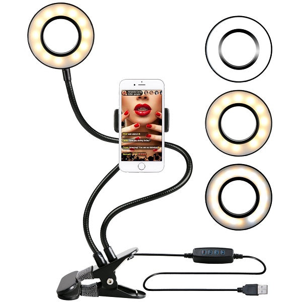 Photo Studio Selfie LED Ring Light with Cell Phone Mobile Holder for Youtube Live Stream Makeup Camera Lamp for iPhone Android eprolo