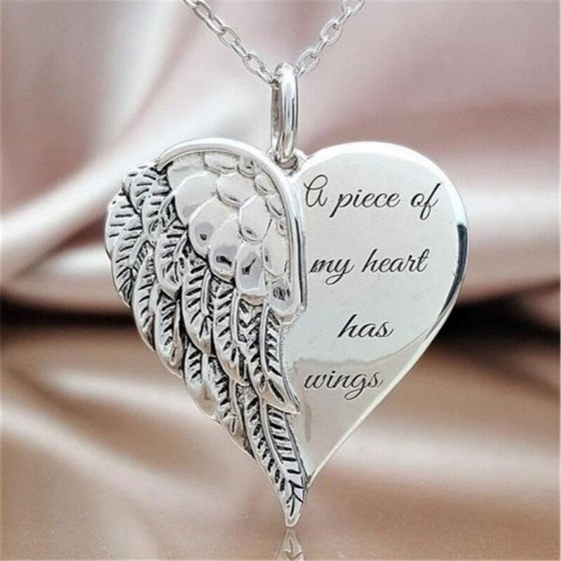 Angel Wings Alloy Pendant Necklace Lettering Metal Personality Necklace For Women Men Jewelry Bijoux Best Gift eprolo