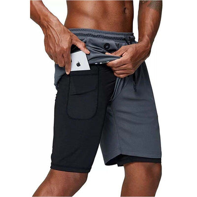 Men's music shorts 2 in 1 running shorts security pockets shorts quick drying sports shorts built-in pockets hip zipper pockets eprolo