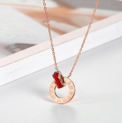 Couple Jewelry Austrian Crystal Love Necklace Luxury Brand Roman Numerical Necklace For Women Two Circle Pendant Clavicle eprolo