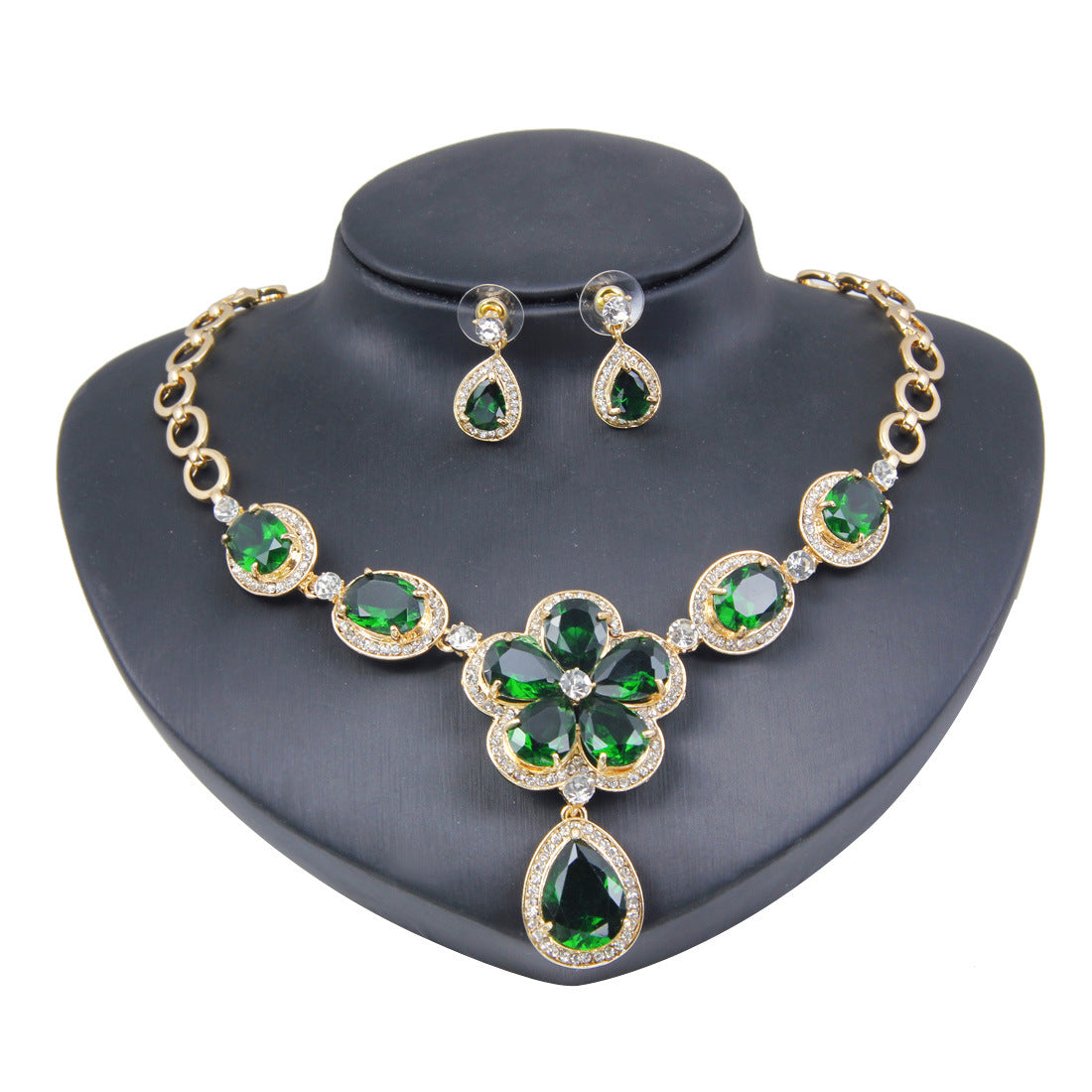Plum Flower Pendant Necklace Earrings Jewelry Set eprolo
