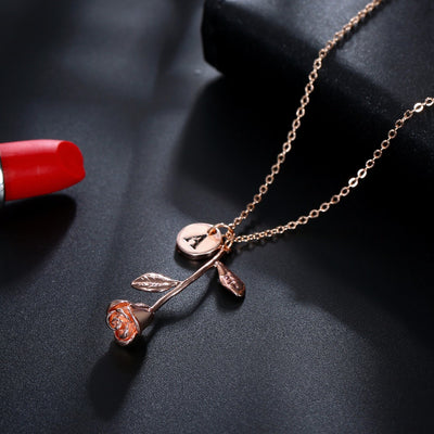 26 English Letter Pendant Necklace Rose Exquisite Pendant Necklace Birthday Gift Necklace eprolo