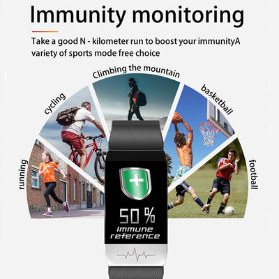 T1 Smart Watch Band With Temperature Immune Measure ECG Heart Rate Blood Pressure Monitor Weather Forecast Drinking Remind eprolo