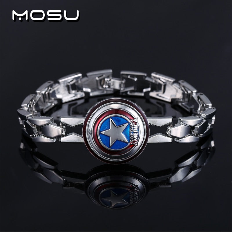 Movie The Avengers Silver Alloy Bracelet Captain America Shield Metal Bangle cosplay jewelry eprolo