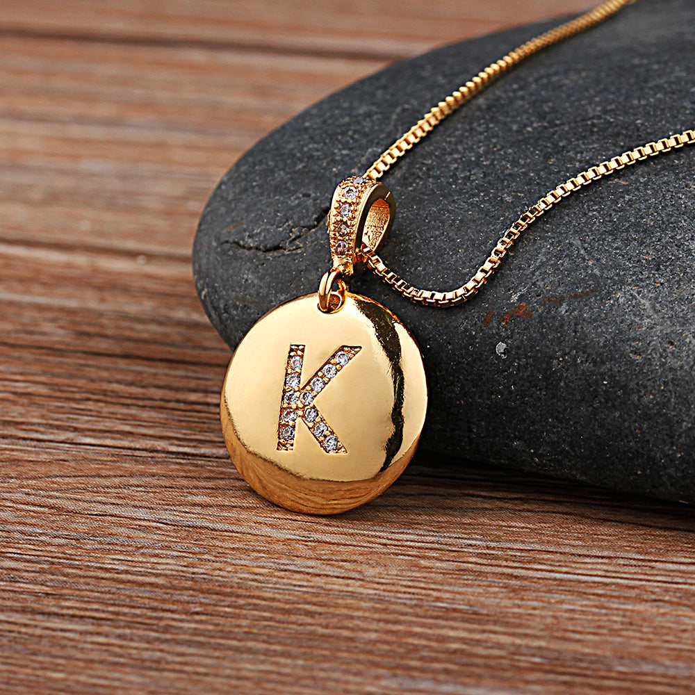 Letter Necklace Gold 26 Letters Charm Necklaces Pendants Copper CZ Jewelry Personalized Necklace eprolo