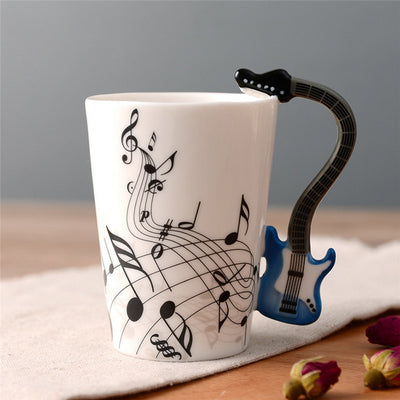 Guitar Ceramic Cup Personality Music Note Milk Juice Lemon Mug Coffee Tea Cup Home Office Drinkware Unique Gift eprolo